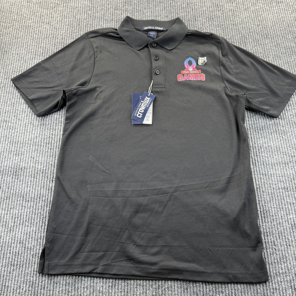 NFL Pro Bowl Games Shirt Mens Small Black Polo Football Devon & Jones CrownLux
